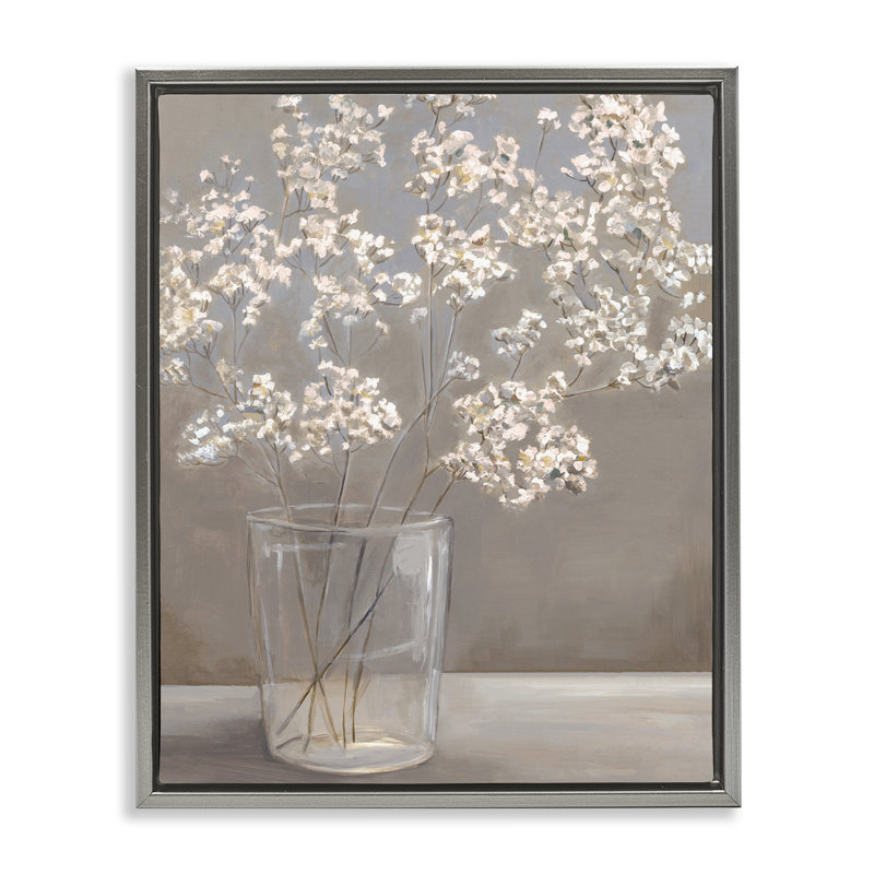 Cadre flottant Baby's Breath Elegance, design par Hannah Dawson, Cadre flottant gris lustré, H 31 po x l 25 po