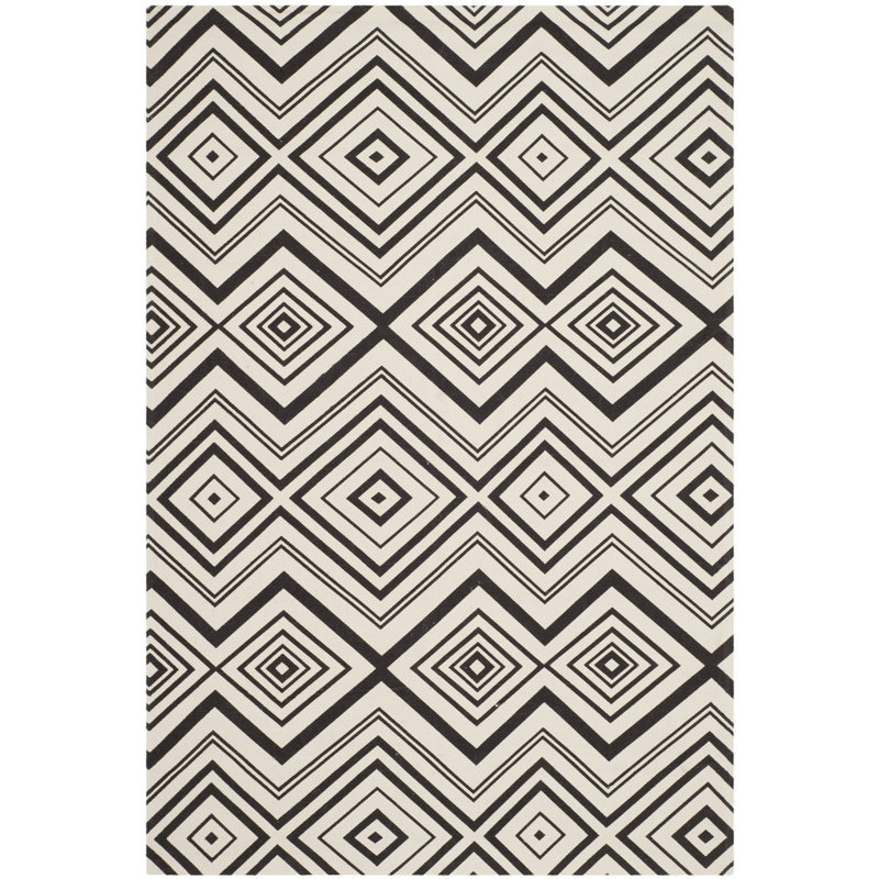 Safire Geometric Cotton Hand Woven Area Rug, Rectangle 152 x 244 cm