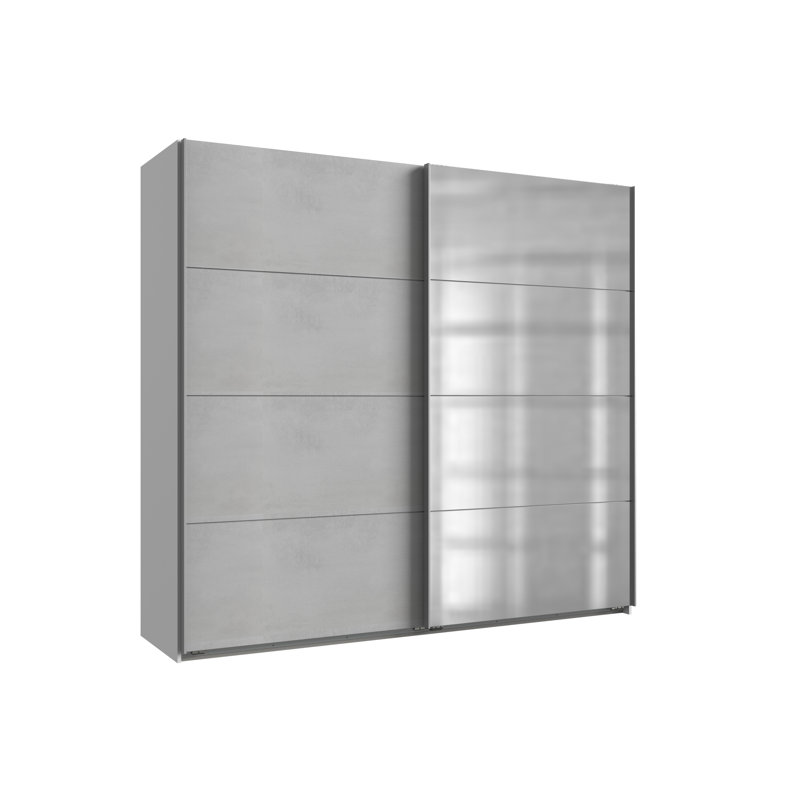 Aletse 2 Door Manufactured Wood Wardrobe, Light Grey