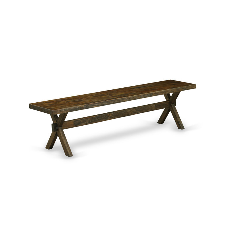 X-Style Modern Dining Room Bench with Wooden Seat, Distressed Jacobean Finish., 18" H x 15" W x 72" D