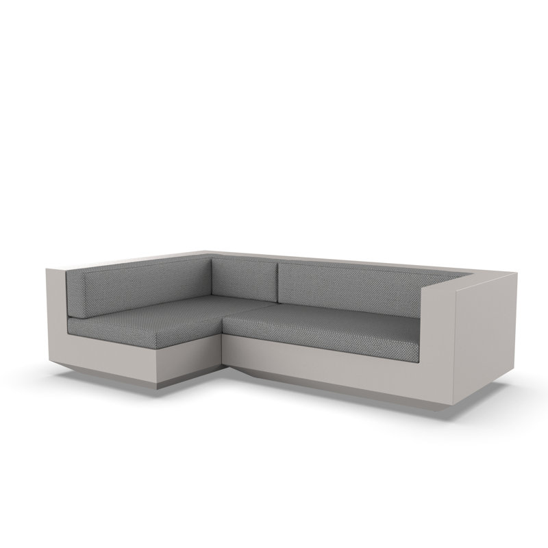 Vela 102.25" Wide Outdoor Reversible Patio Sectional with Cushions, Left Hand Facing, Black, Nautical Taupe