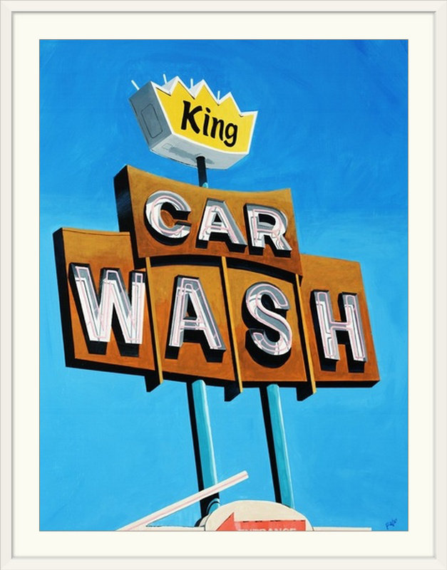 «King Car Wash» par Brittnea, Clayton Rabo, reproduction d'art, Cadre blanc, H 32 po x l 26 po x P 1 po