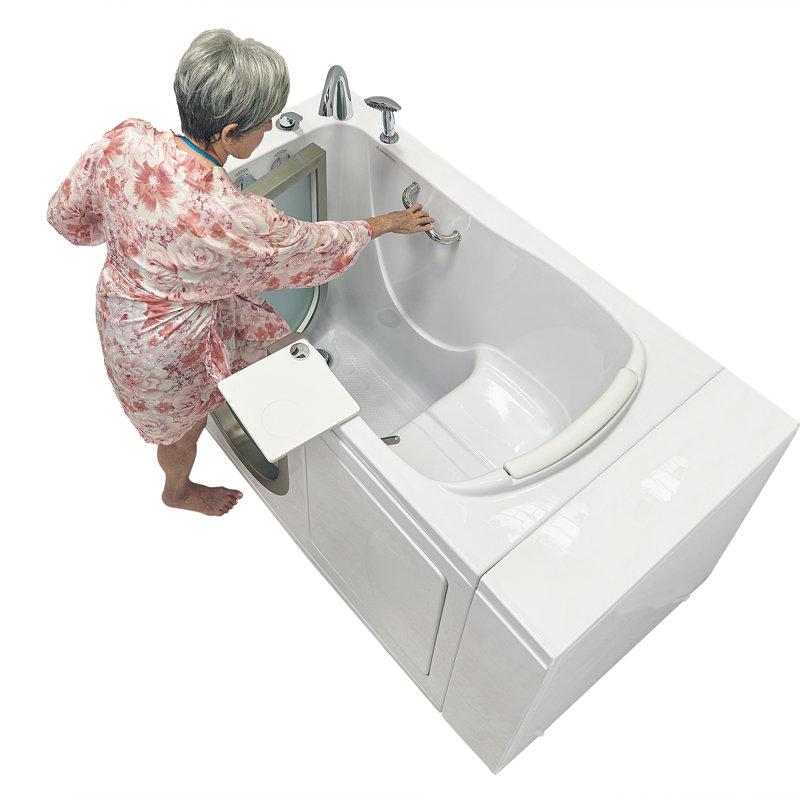 Ella Elite 30"x52" Acrylic Soaking Walk-In-Bathtub, Left Inward Swing Door, Heated Seat,  5 Piece Fast Fill Faucet, 2" Dual Drain