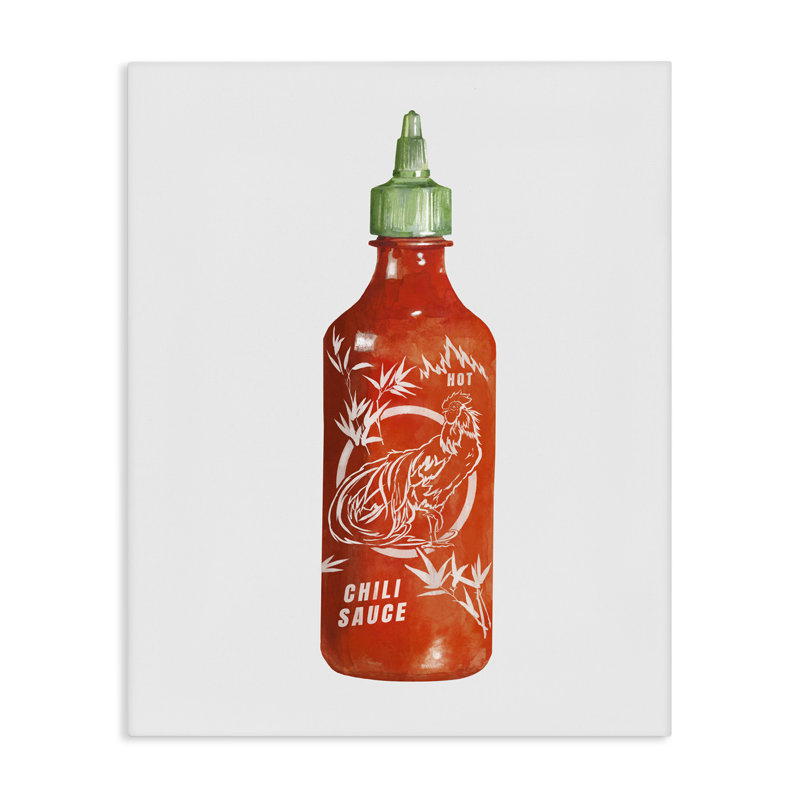 Iconic Hot Sauce Bottle, conception d'art sur toile par Rylen McNett, H 48 po x l 36 po