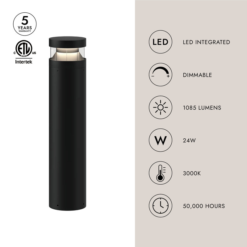 Windermere LED Bollard Light, 28.38" H x 6.38" W x 6.38" D