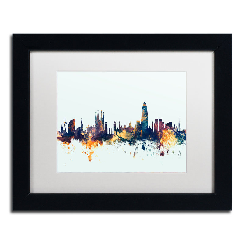 « barcelone espagne horizon blue », impression encadrée, H 11 po x l 14 po x P 0,5 po