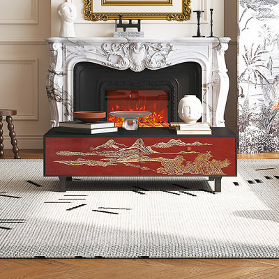 Table basse avec rangement peint français rétro