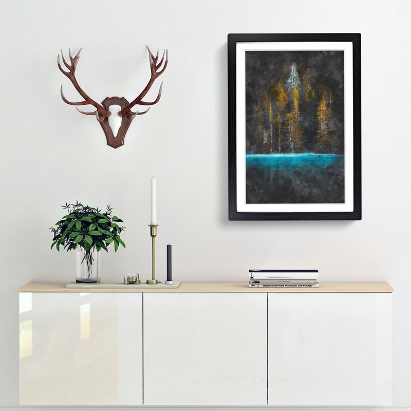 Lake in Yosemite California - Framed Print, 87cm H x 62cm W x 2cm D, Black Framed