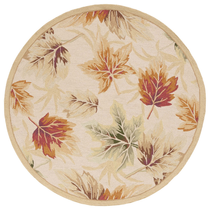 Kinchen Hand Hooked Wool Pile Rug, Round 5'6"