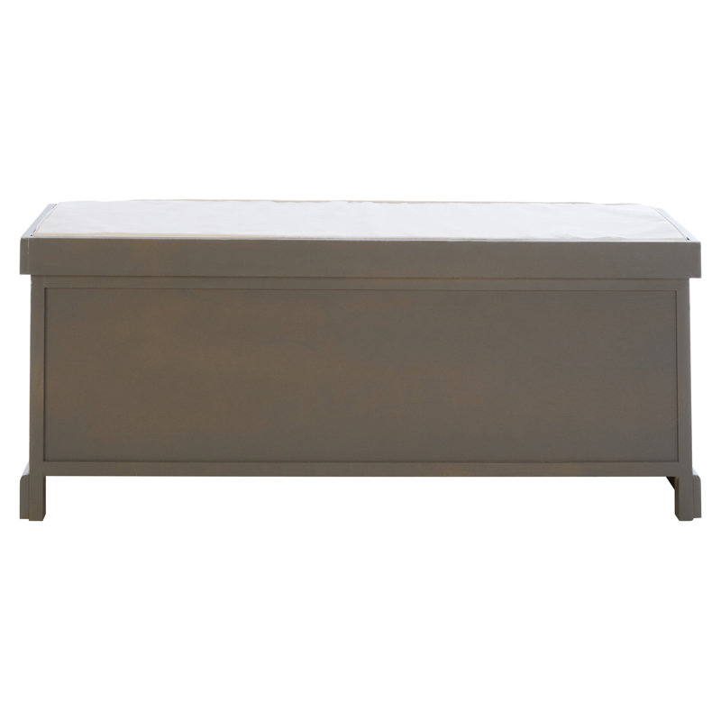 Cotton Upholstered Storage Bench, Grey, Grey, Natural Wood