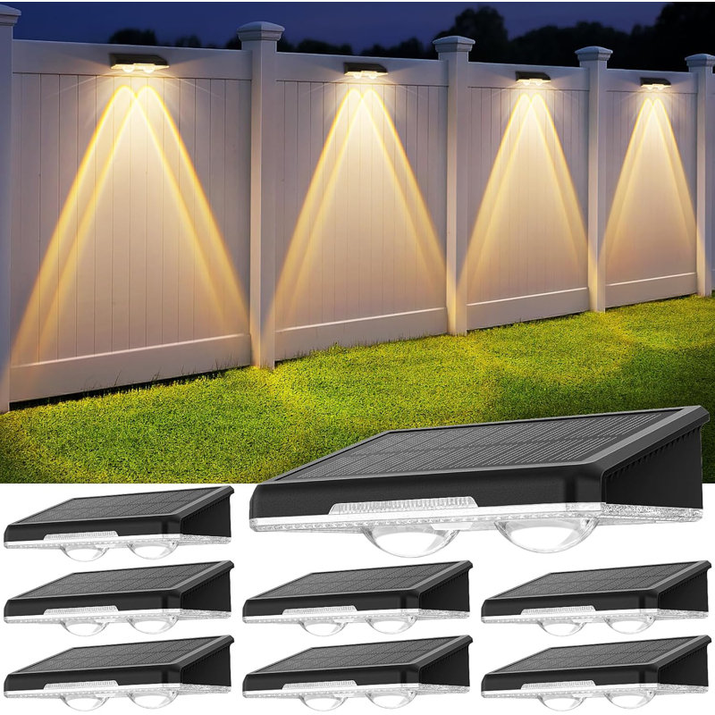 Solar Fence Lights Outdoor 8 Pack - 3 Modes (Warm/Neutral/Cool White), Fence Lights Solar Powered for Outside, IP65 Waterproof, Deck Lighting for Wall, Step, Patio, Pathway, Stairs