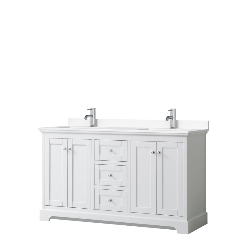 Avery 60'' White Double Bathroom Vanity with Marble Top