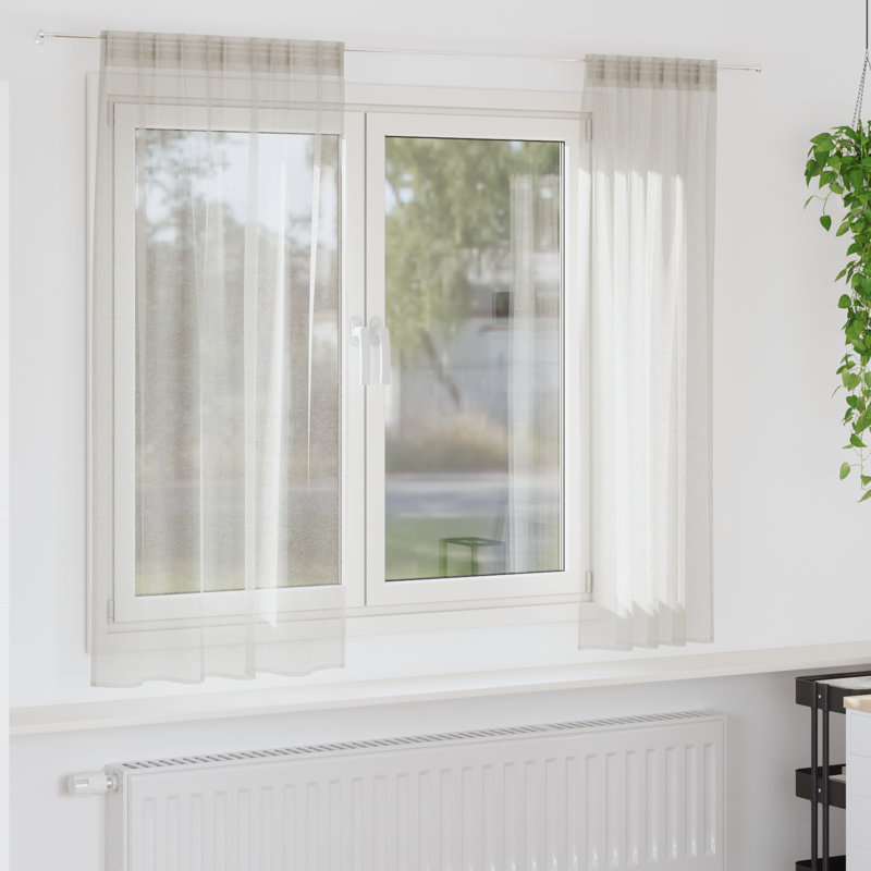 Suzzy Semi Sheer Curtain Pair, 175cm Width x 140cm Drop, Cream