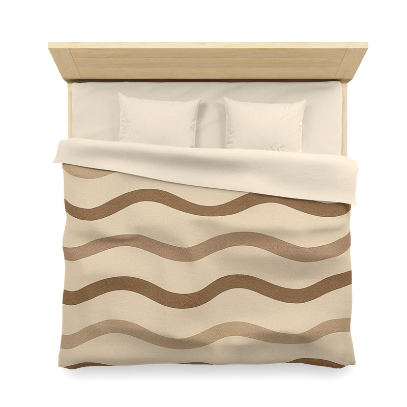 Microfiber Duvet Cover Boho Style, Design 29, King Duvet Cover, Brown/Beige/Cream