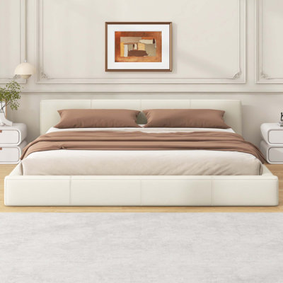 Stylish Beige Upholstered Bed