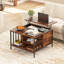 Table basse à plateau relevable avec compartiment caché et tablettes Farmhouse