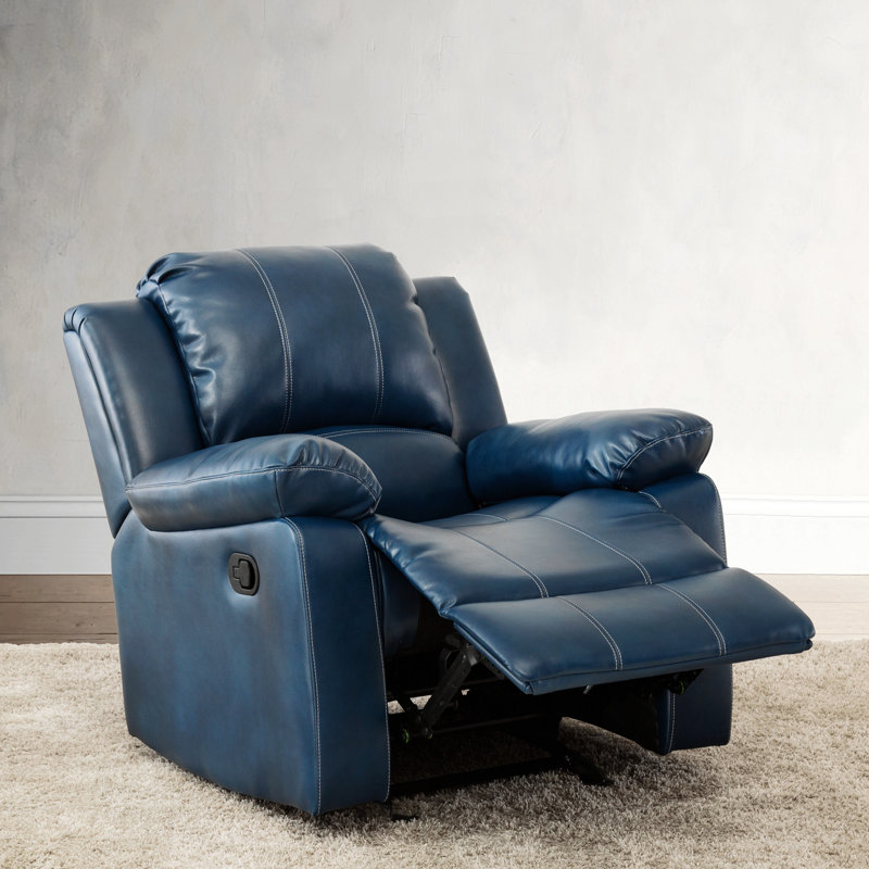Fauteuil inclinable en cuir bleu marine Charlotte