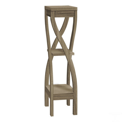 Accent Table, Side, End, Plant Stand, Square Brown Laminate, Contemporary, Modern