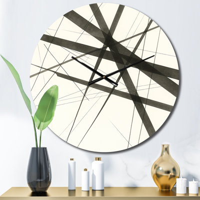 Horloge murale minimaliste noir et blanc VII - formes abstraites