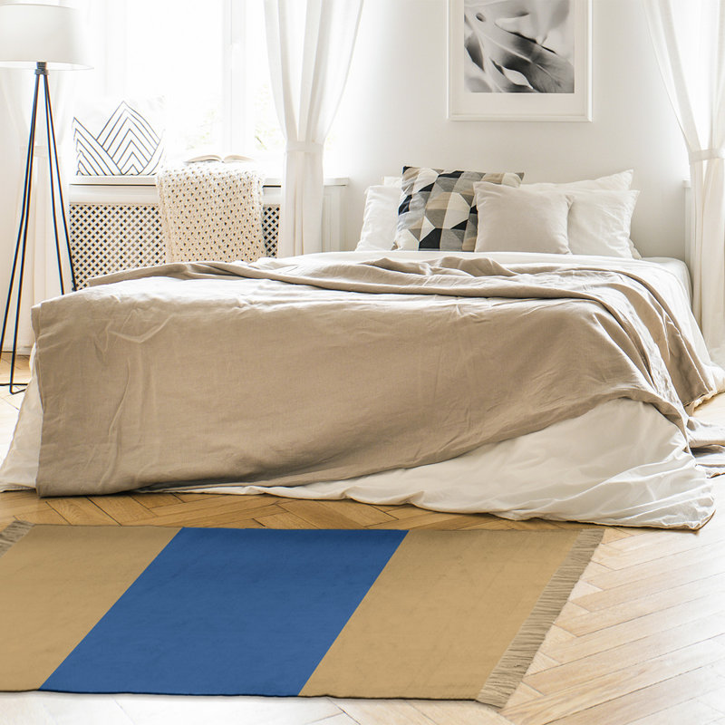 Tapis doré/bleu royal tissé à plat Kansas, Non