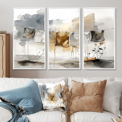 Ensemble de décorations murales gris Hanging Out Laundry I