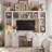 88.5" Wide White Entertainment Center With Desk & Hutch — Includes Drawers, Open Shelves & Cabinet Storage