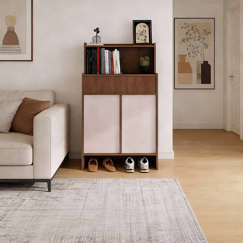 Armoire à chaussures rétro de style français, Bois brun foncé