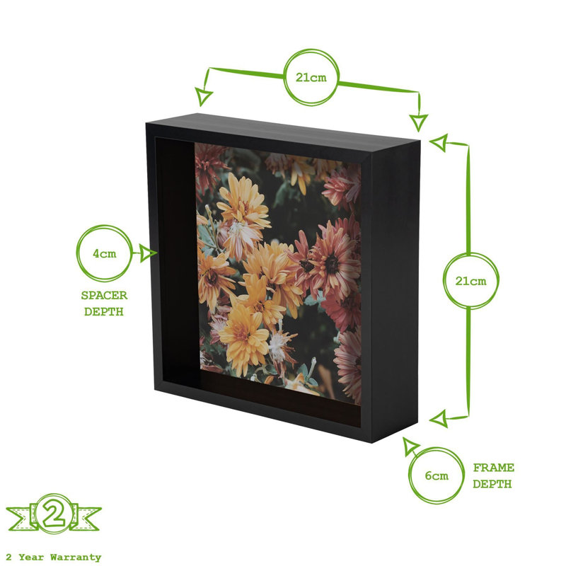 Nicola Spring - 3D Deep Box Photo Frames, 21cm H x 21cm W x 6cm D, White