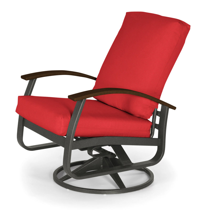 Chaise de patio pivotante avec coussin Askar, Rouge, Kona P10, Graphite texturé