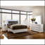 Table de chevet 2 tiroirs en bois, blanc brillant