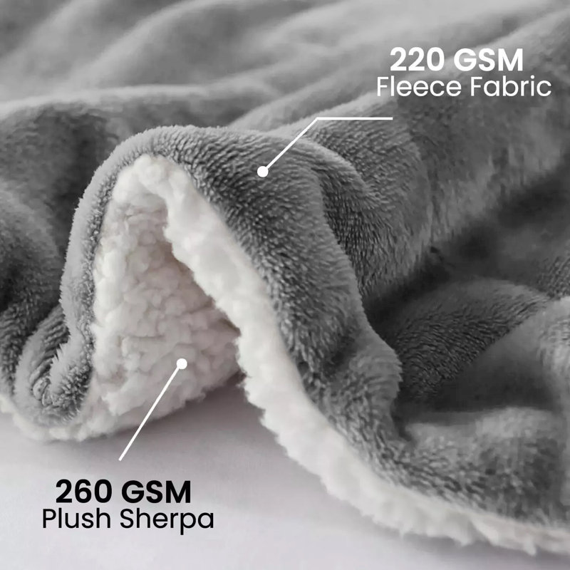 Jeté en sherpa doux | Couverture réversible toutes saisons respirante, Simple (L 80 po x l 60 po), Argent
