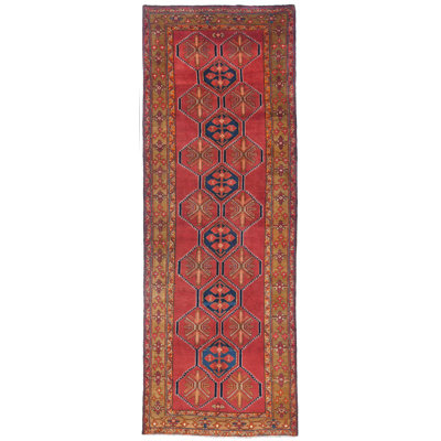 One-of-a-Kind Red Tribal 5X13 Oriental Runner Rug