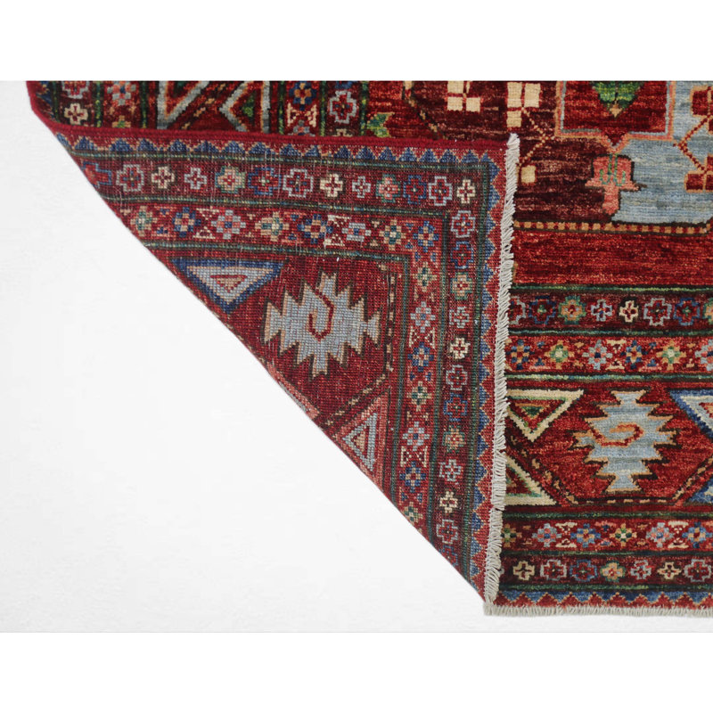 Tapis unique rouge, vert, orange et bleu de 5 pi x 7 pi 2 po