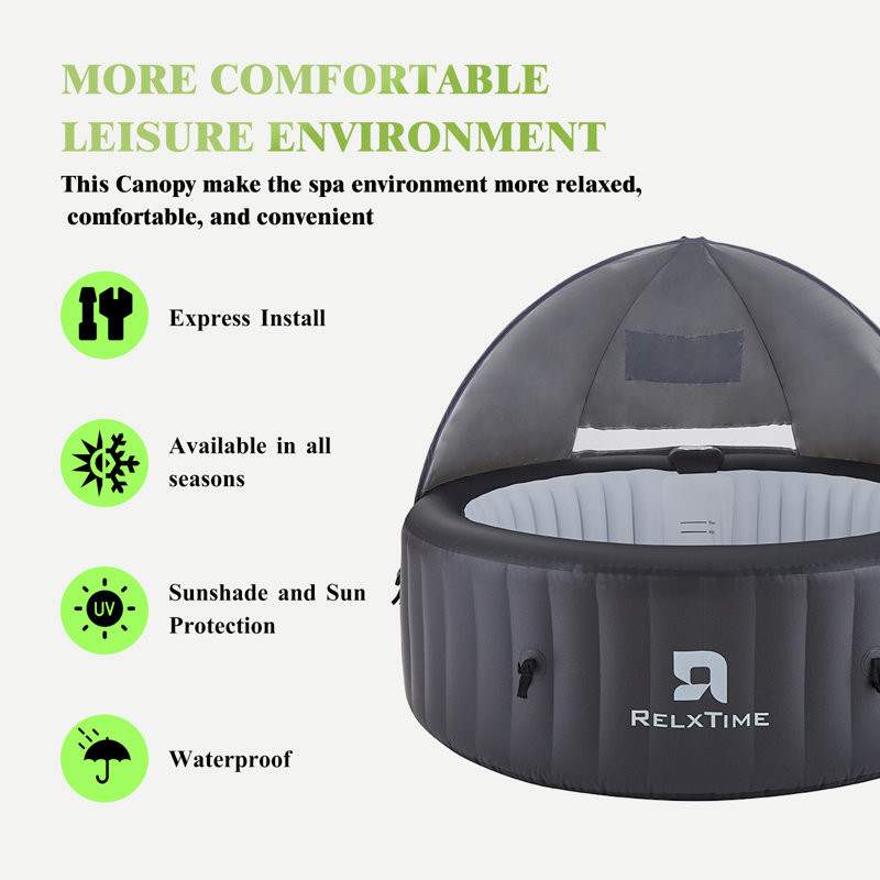 Auvent extérieur pour abri de spa avec abat-jour d'extérieur avec fenêtres en filet, coupe-vent, pour accessoires de spas de spa gonflables, protection solaire