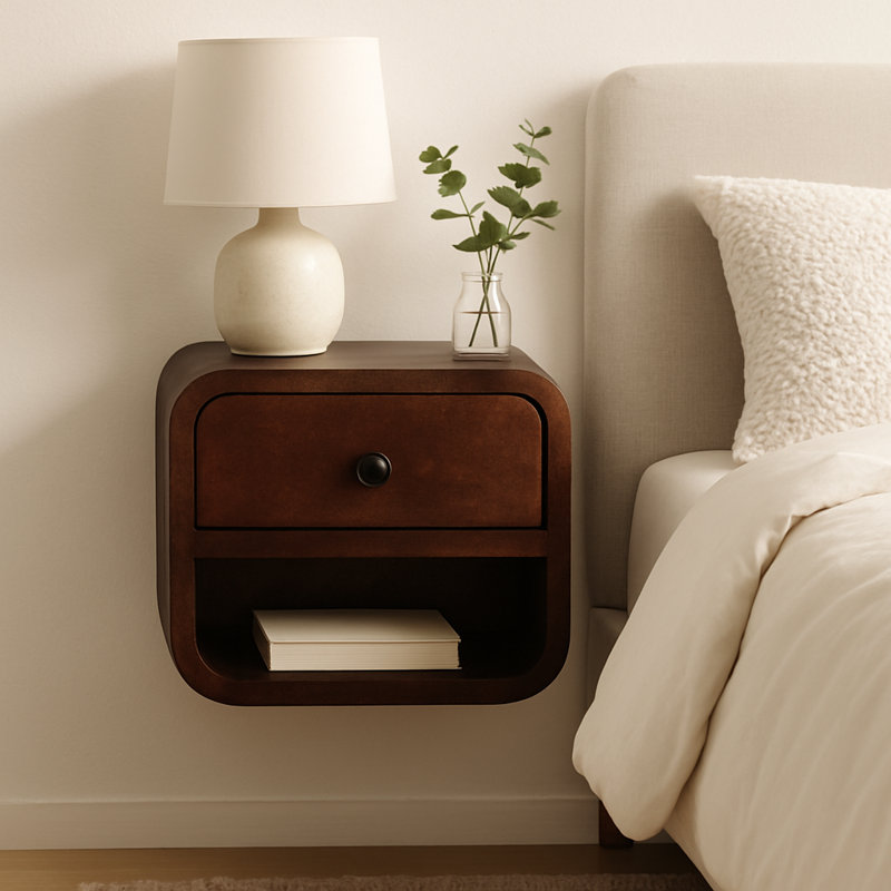 Foraker 20cm W Solid Wood Bedside Table, Chesnut