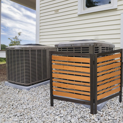 2 panneaux de clôture pour climatiseur d'extérieur en bois massif de l 38 po x H 42 po - Intimité et ventilation - Clôture de cour / jardin / patio optimisée