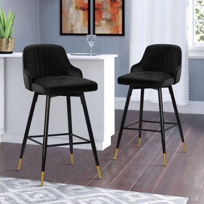 Swivel Velvet Upholstered Counter & Bar Stool