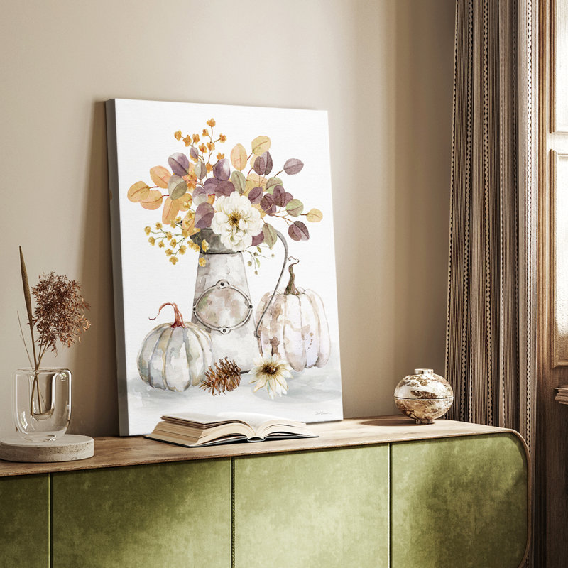 Arrangement d'automne II - Cavas enveloppés de galerie, H 18 po x l 12 po