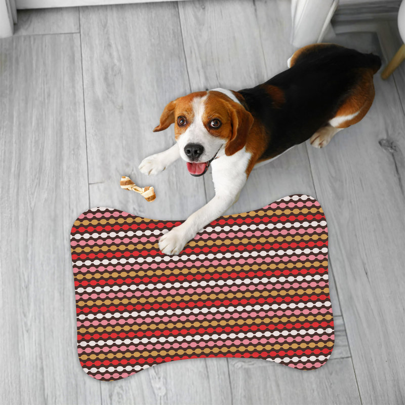 Heart Maroon - 1 Piece Bone Shape Feeding Mat