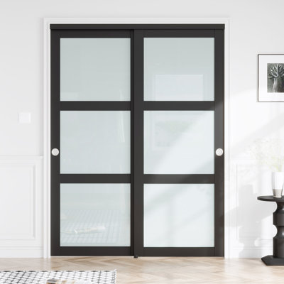 Glass Bypass Sliding Door with Installation Hardware Kit