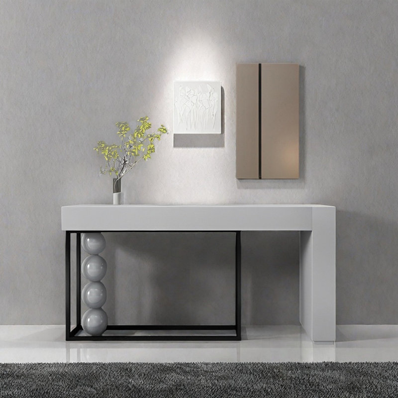 Console Modern Minimalist Art, H 35,43 po x l 55,12 po x P 15,75 po, Noir / bleu grisâtre, Bleu grisâtre