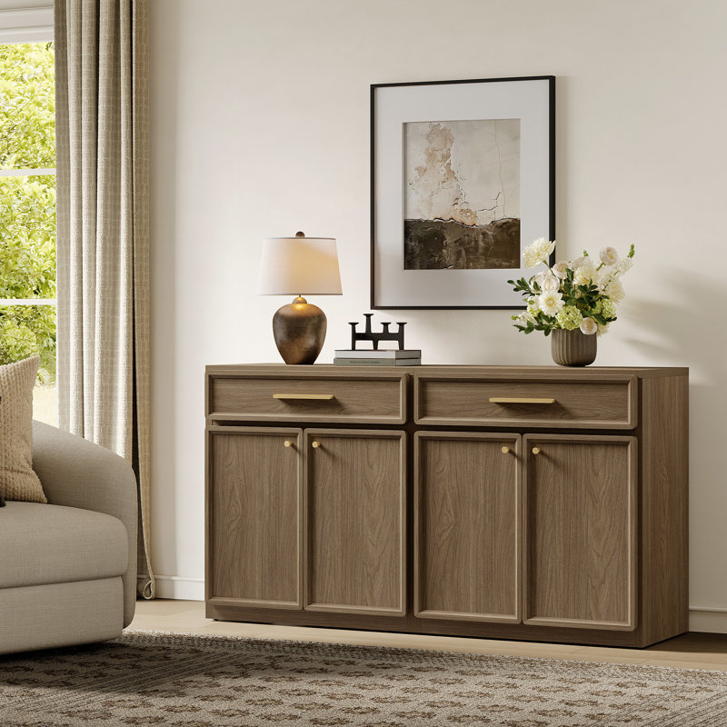 Commode d'appoint de 30 po de largeur avec tiroir et tablettes réglables Cesiro, Noyer brun, 2