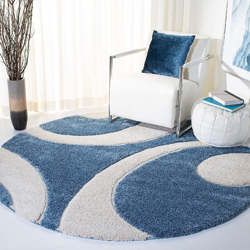 Kerio Shag Performance Abstract Rug, Round 6'7"