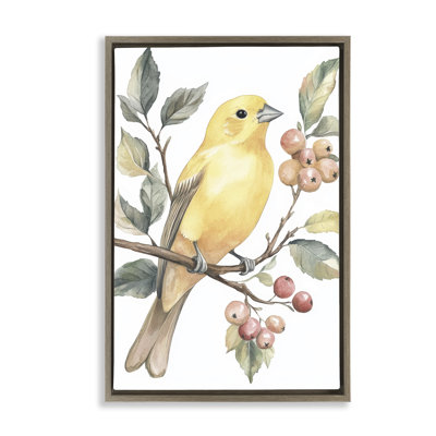 Sun Lit Bird on Branch Floating Frame, design by Petal Prints Design