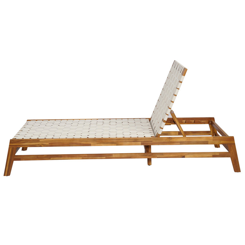 Outdoor Rope Chaise Lounge, Teak/White