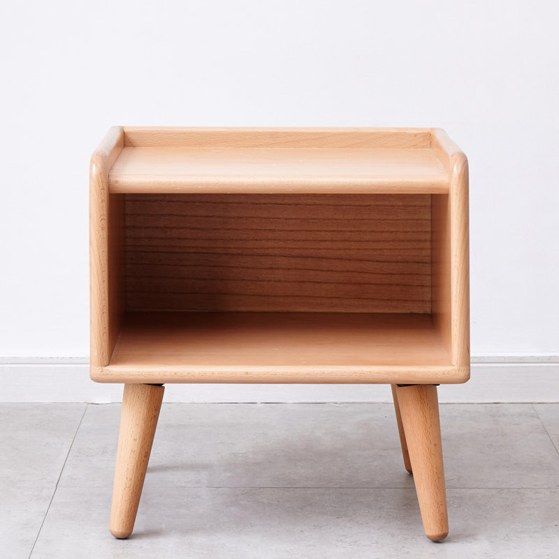 Armoire de chambre en hêtre massif - Table de chevet moderne avec fonction de rangement en bois de hêtre naturel
