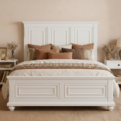 Paneled Wood Platform Bed – Slat Support, Queen/King Size