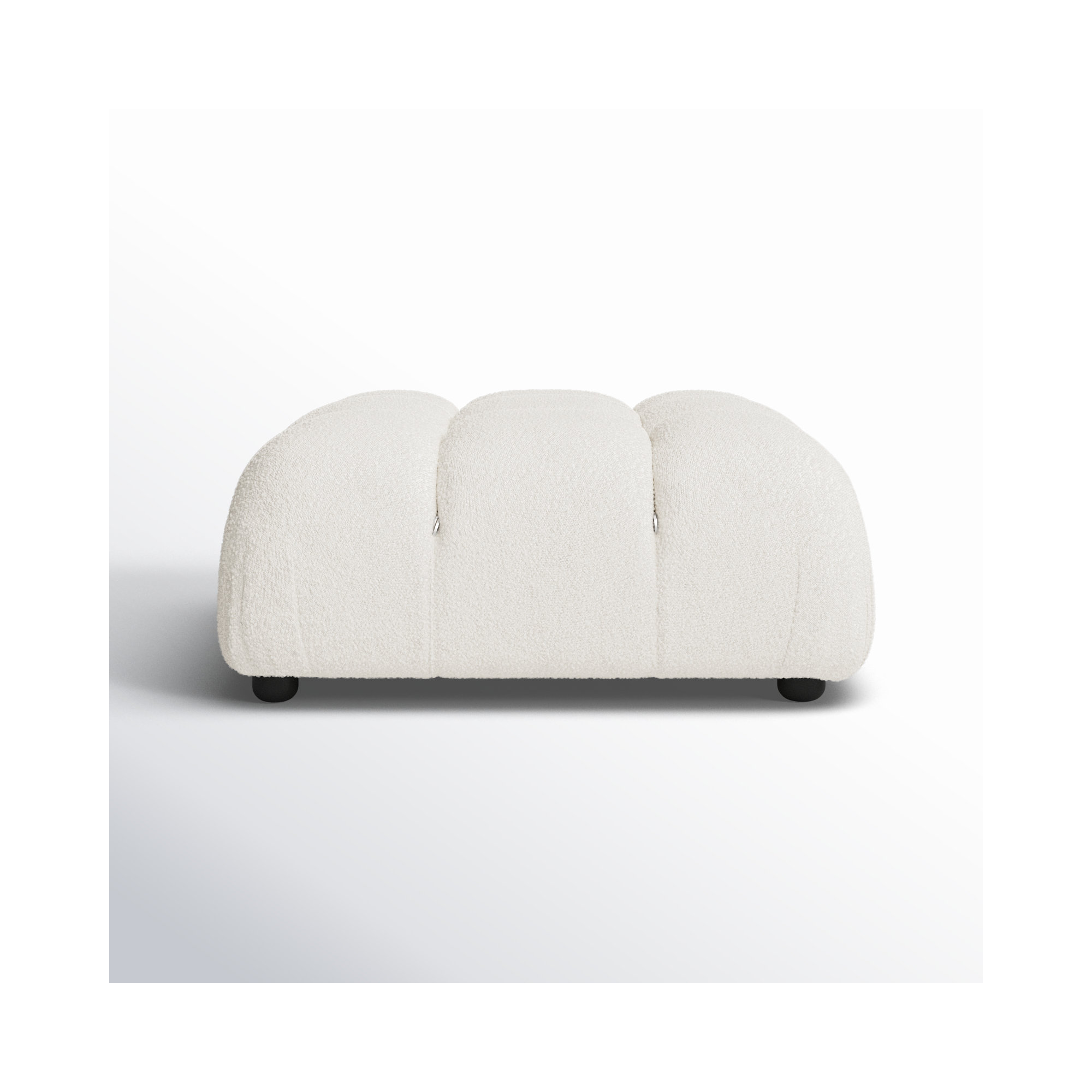Reva Upholstered Ottoman, Ivory Boucle