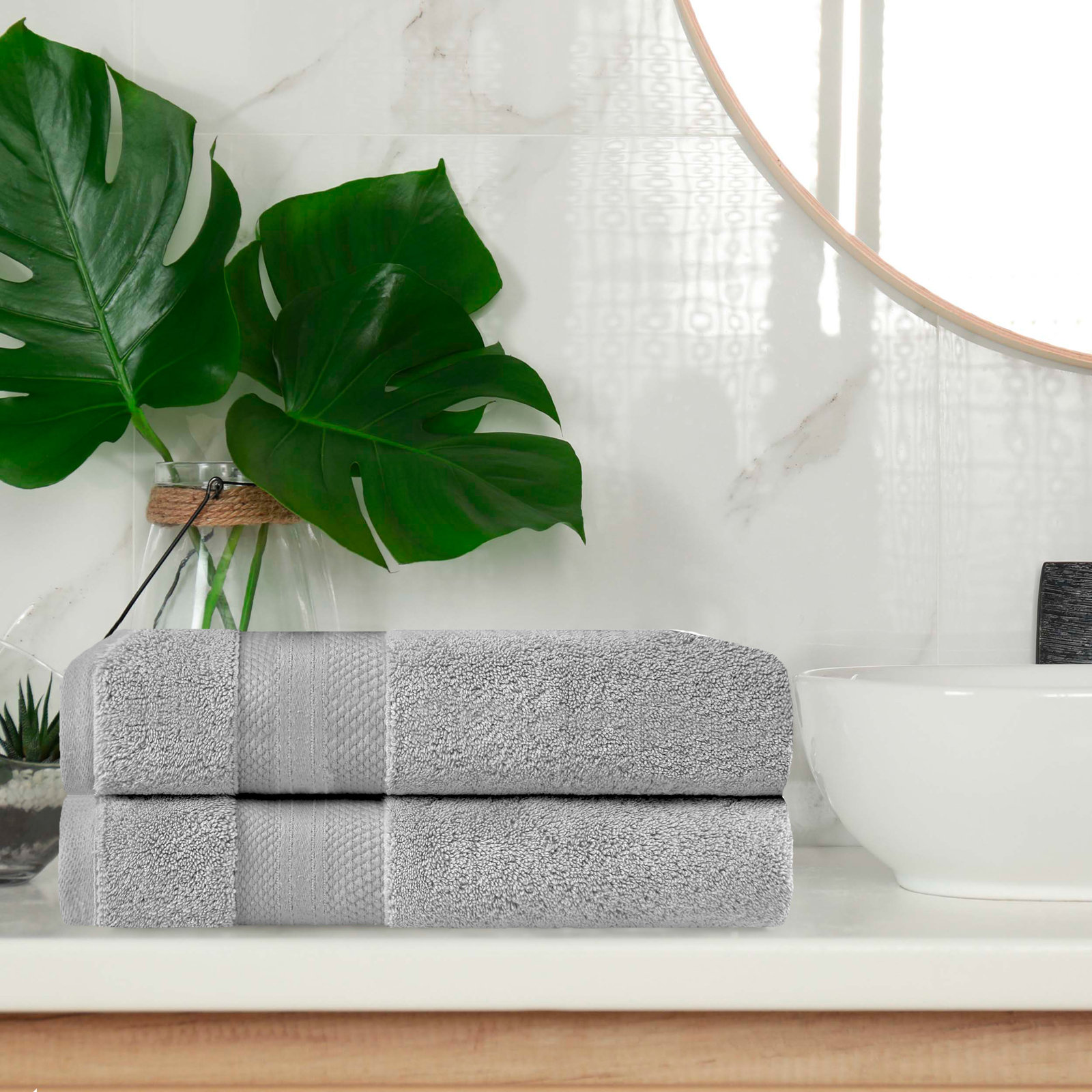 Finnian Ultra-Plush Heavyweight, 100% Turkish Towel Collection, Gray, Bath Towels - 2 Pack