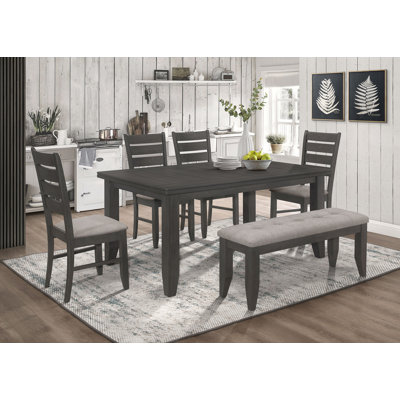 Aspacia 6-piece Rectangular Dining Table Set Dark Grey